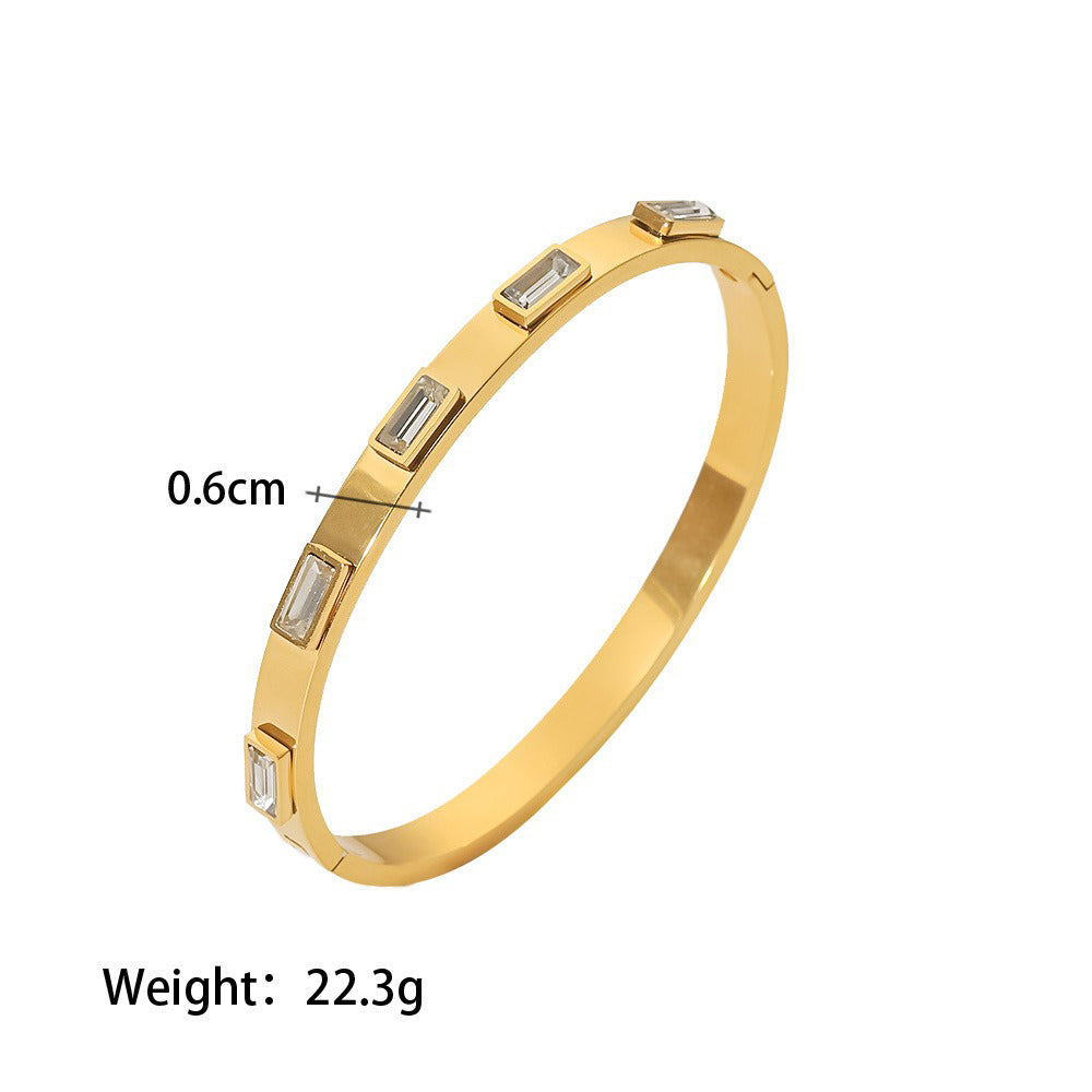 18K gold geometric inlaid gemstone design light luxury high-end bracelet hair accessories set-Luxore