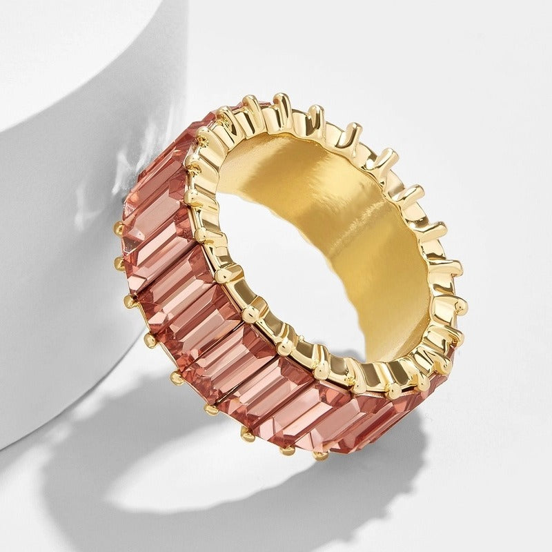 18K PVD Gold Round Gemstone High-End Ring-Luxore