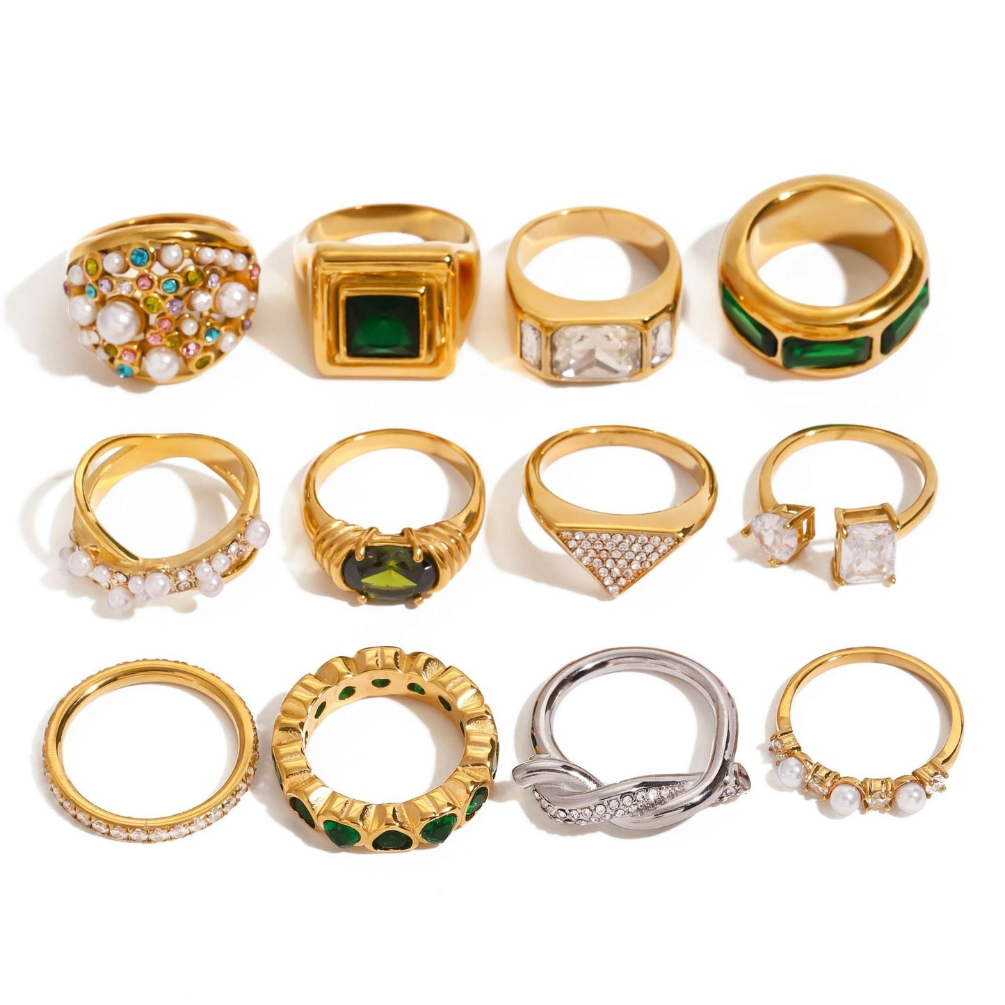 18K gold geometric gemstone design high-end ring-Luxore