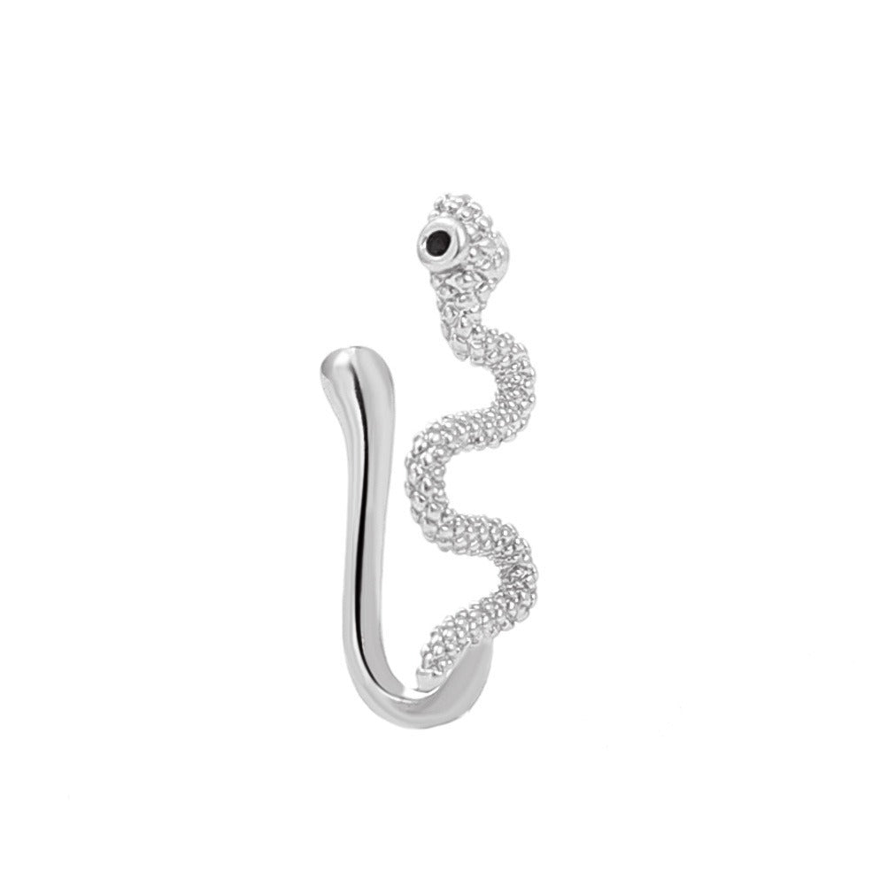 18K gold U-shaped nose ornament with butterfly inlaid gemstones, exquisite and noble design-Luxore