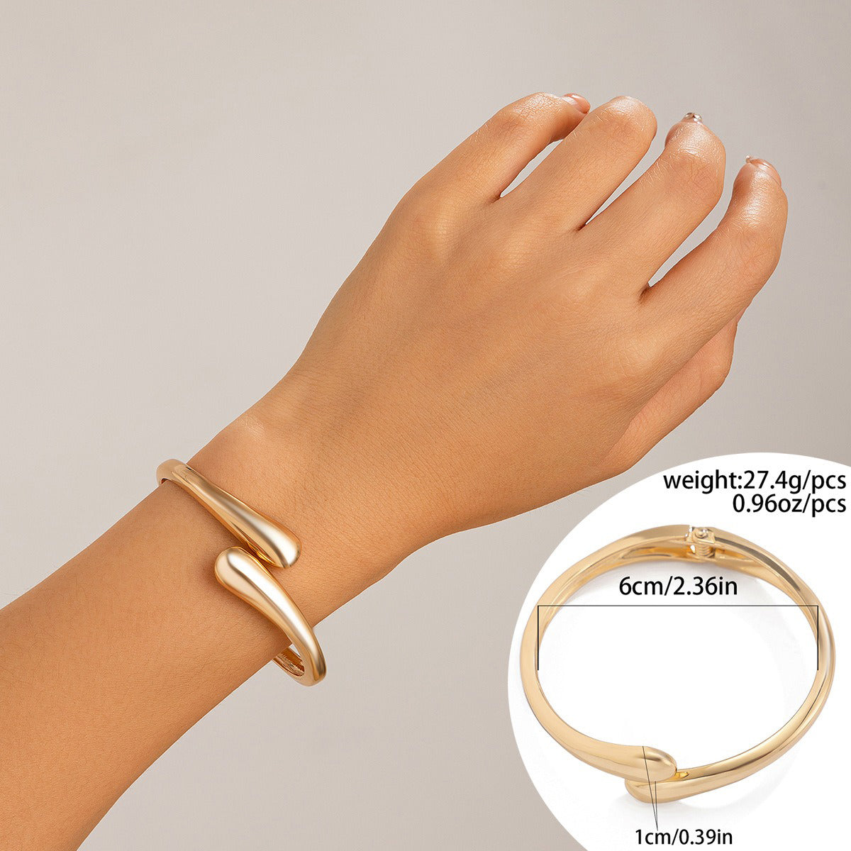 Gold plated Geometric Wide-Face Bracelet with Diamond Inlay-Luxore