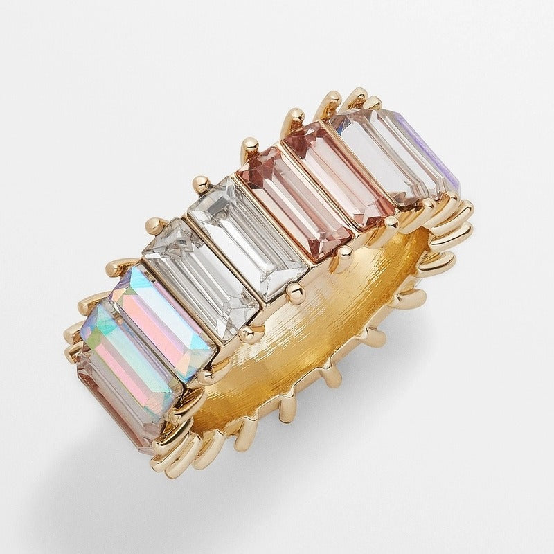 18K PVD Gold Round Gemstone High-End Ring-Luxore