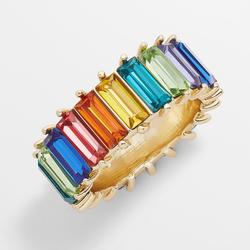 18K PVD Gold Round Gemstone High-End Ring-Luxore