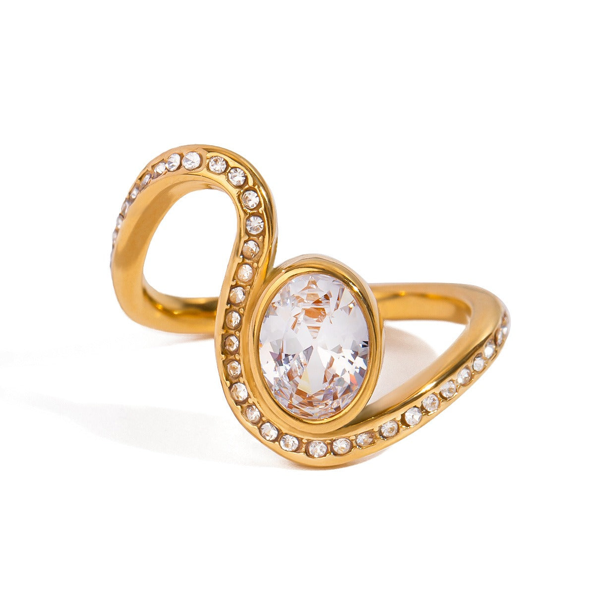 18K gold geometric gemstone design high-end ring-Luxore
