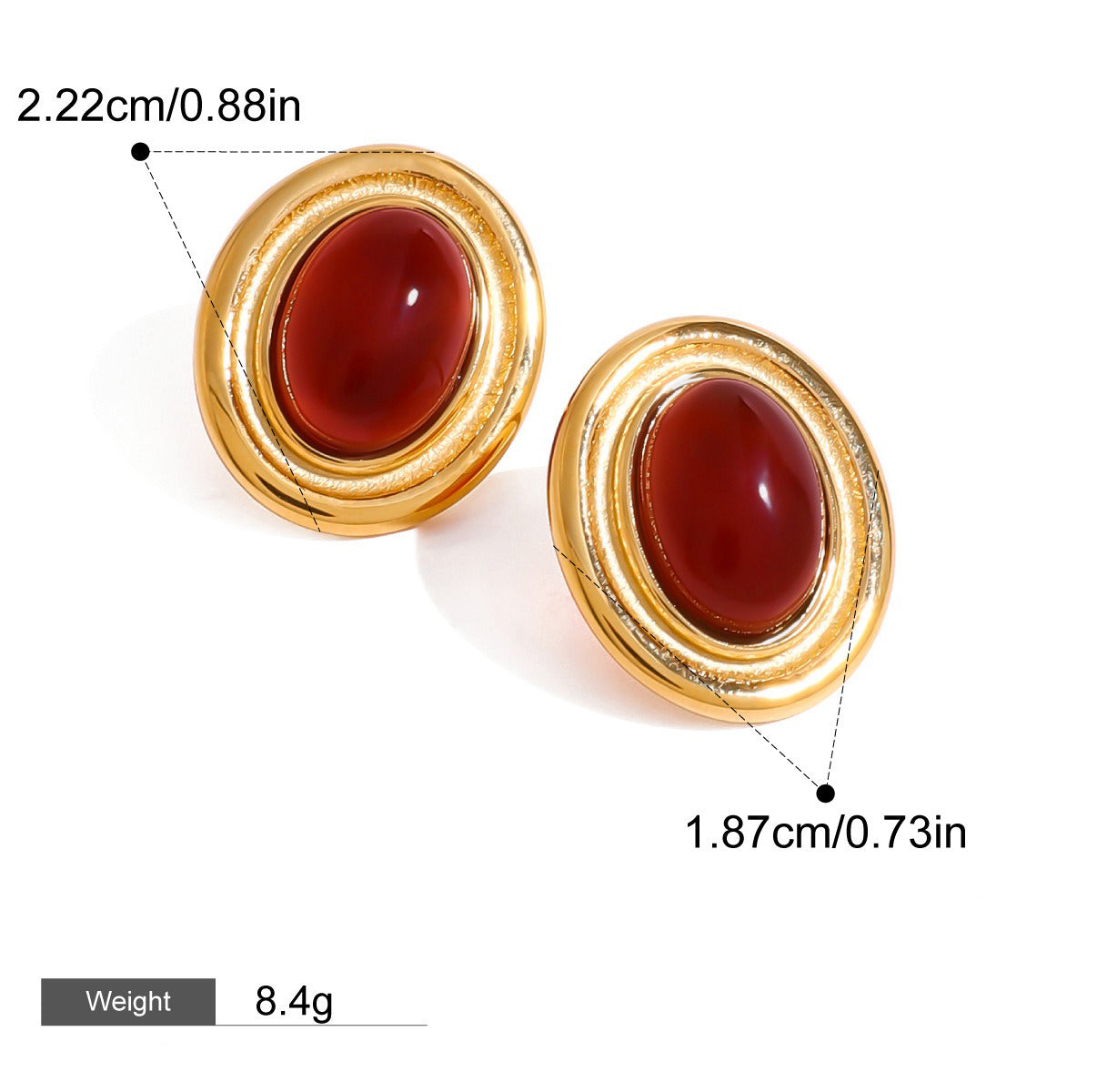 18K gold geometric inlaid gemstone design high-end earrings-Luxore