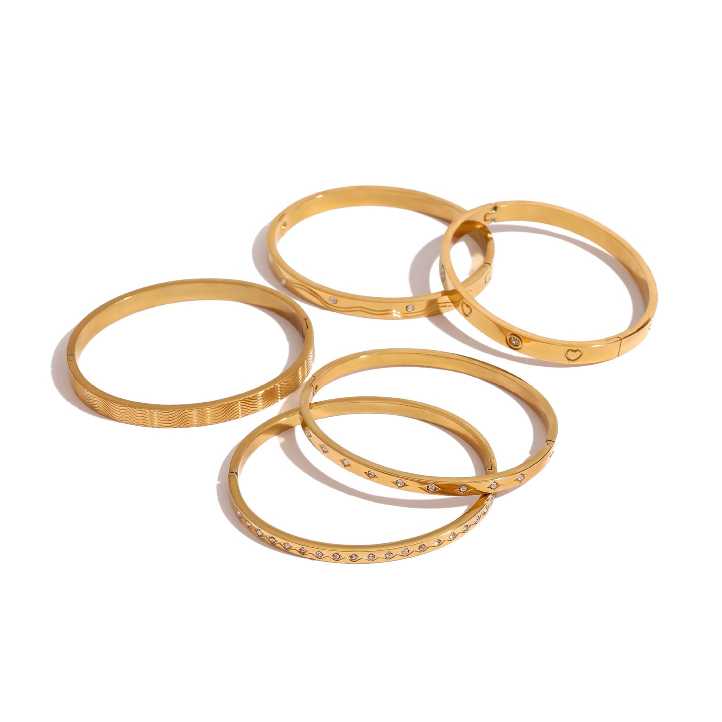 18K gold geometric texture with diamond-studded design unique high-end bracelet-Luxore