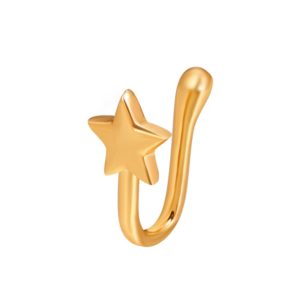18K gold U-shaped with geometric inlaid zircon design high-end nose ornament-Luxore