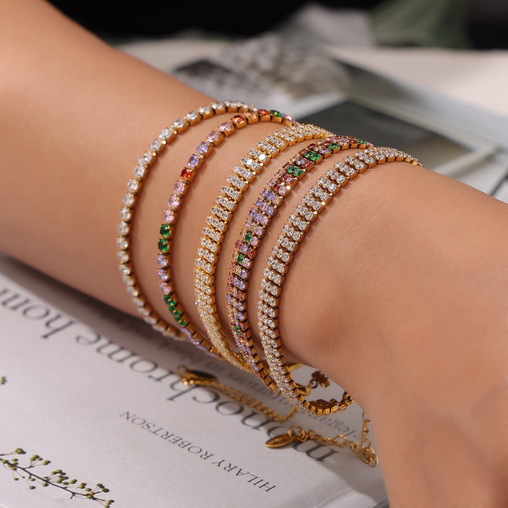 18K gold exquisite dazzling gemstone design light luxury style bracelet-Luxore