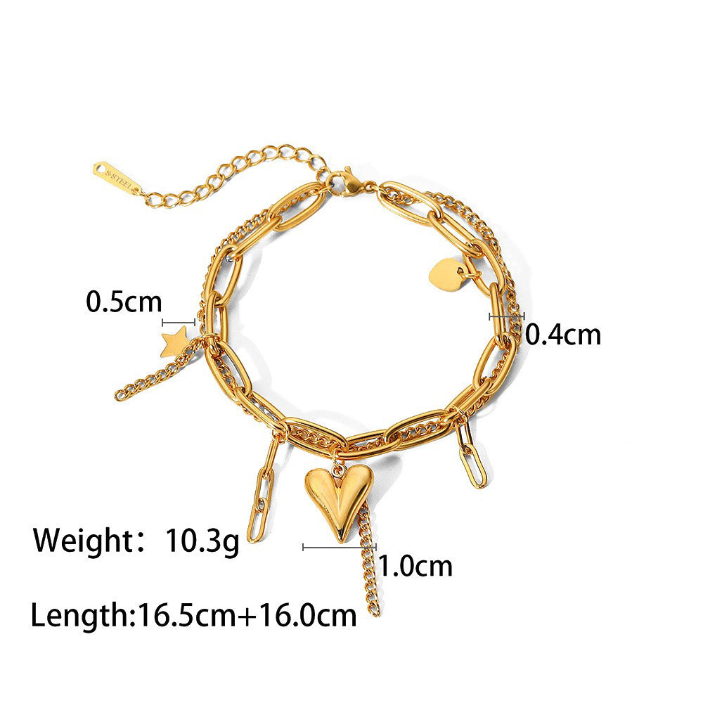 18K gold chain inlaid gemstone design light luxury noble bracelet-Luxore