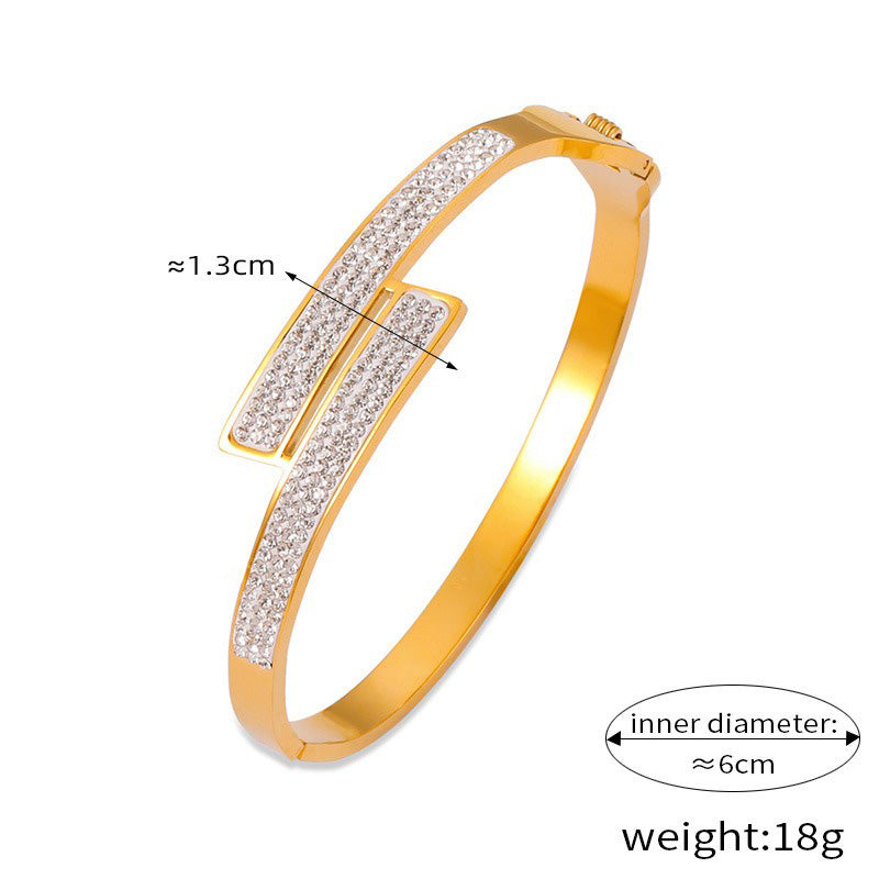 18K gold exquisite dazzling geometric diamond design light luxury style bracelet-Luxore