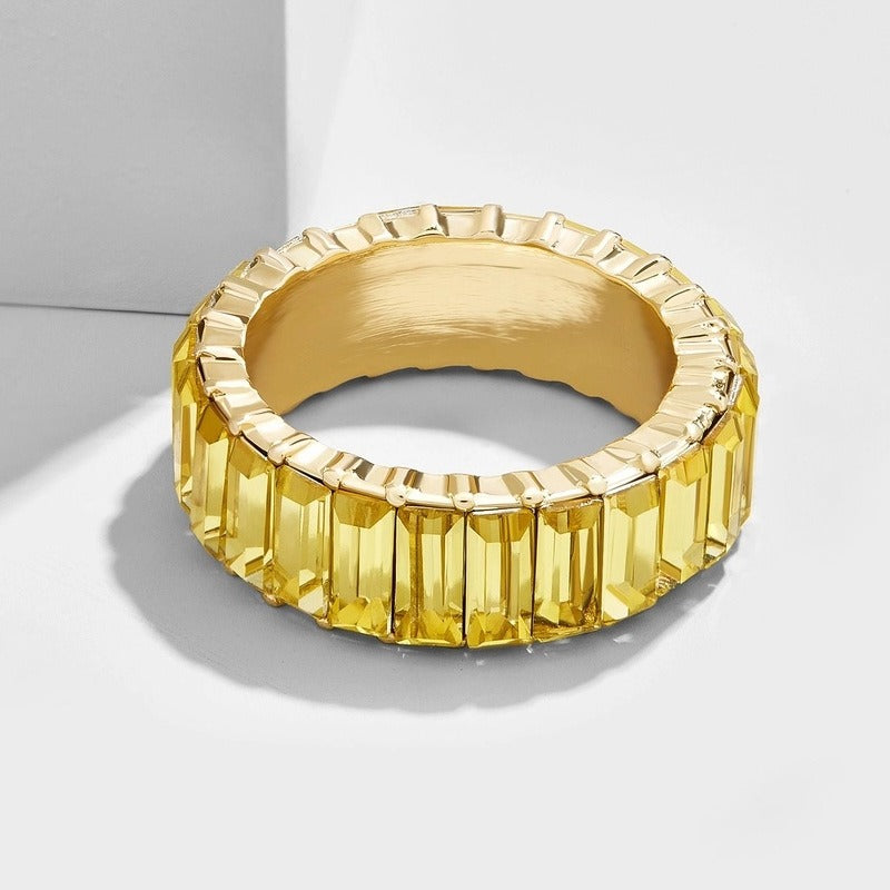 18K PVD Gold Round Gemstone High-End Ring-Luxore