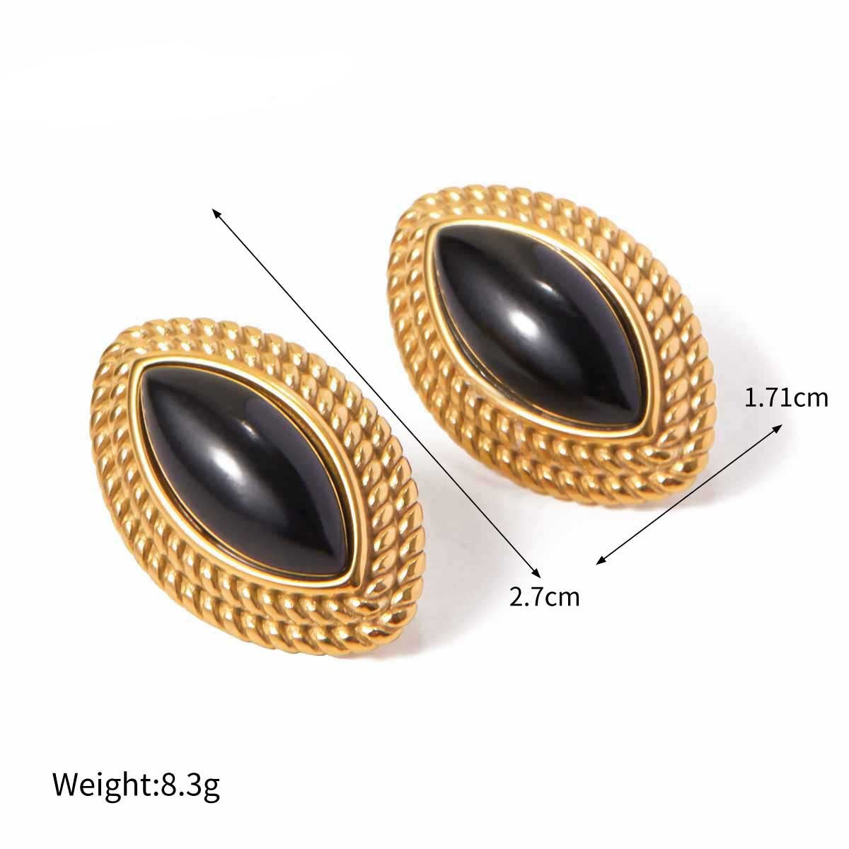 18K gold geometric shape with oil drop design high-end earrings-Luxore