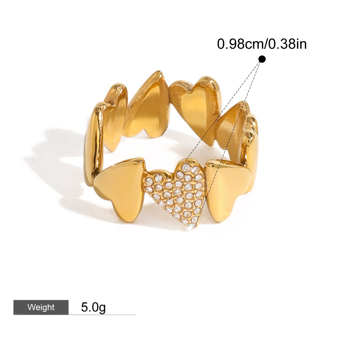 18K gold geometric heart-shaped diamond-studded unique design high-end ring-Luxore