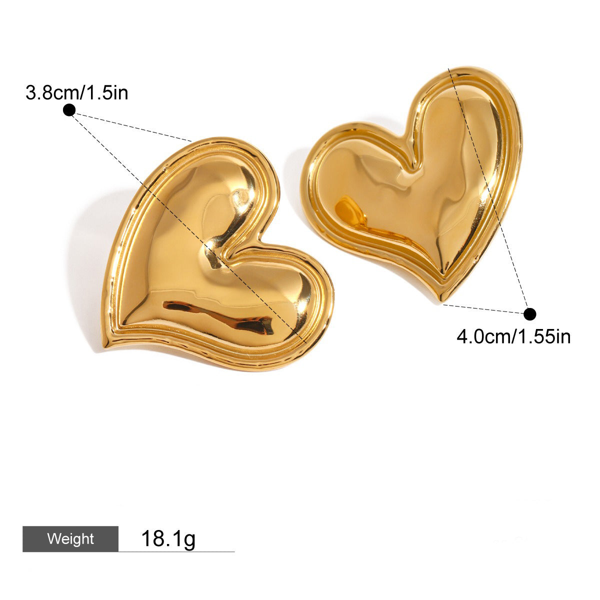 18K gold heart-shaped luxury earrings-Luxore
