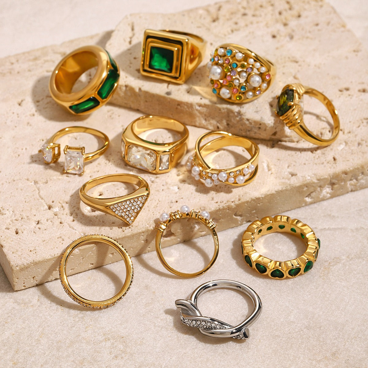 18K gold geometric gemstone design high-end ring-Luxore