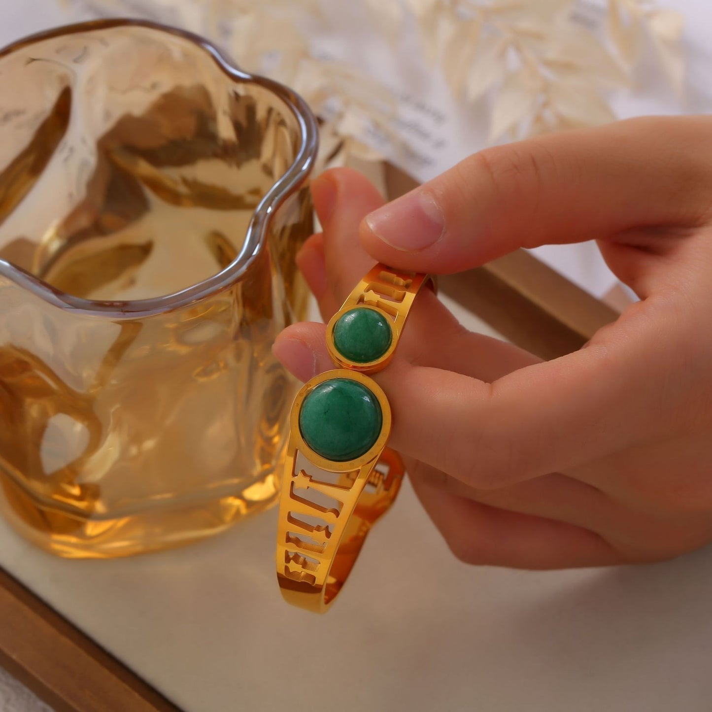 18K Gold Classic Fashion Gemstone Design Bracelet-Luxore