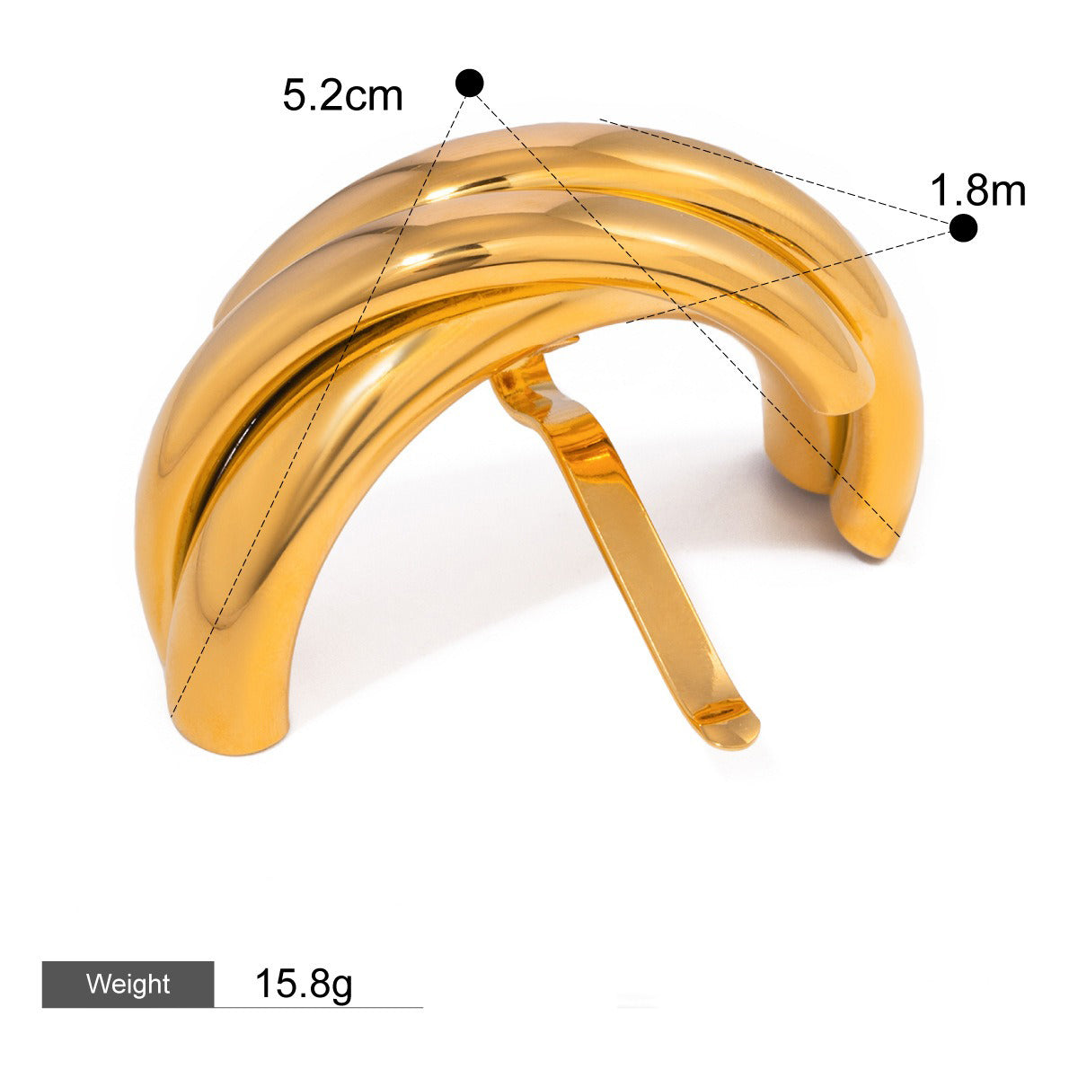 Gold Plated Layered C-Shaped Gold Hair Accessory – A Touch of Modern Elegance-Luxore