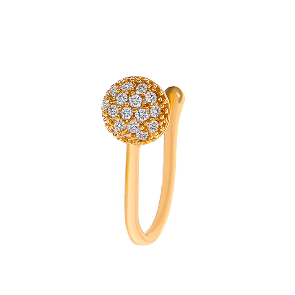18K gold U-shaped with geometric inlaid zircon design high-end nose ornament-Luxore