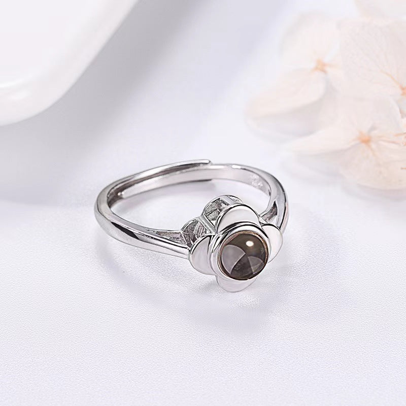 Four Leaf Clover Projection Ring – A symbol of luck and cherished memories-Luxore