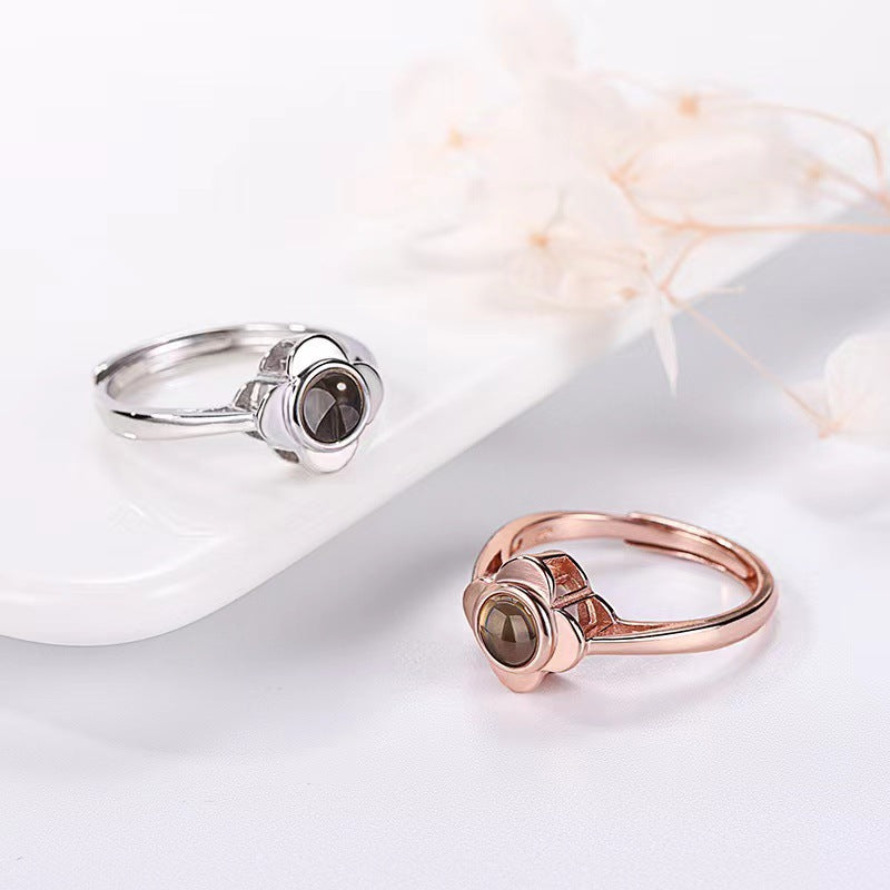 Four Leaf Clover Projection Ring – A symbol of luck and cherished memories-Luxore