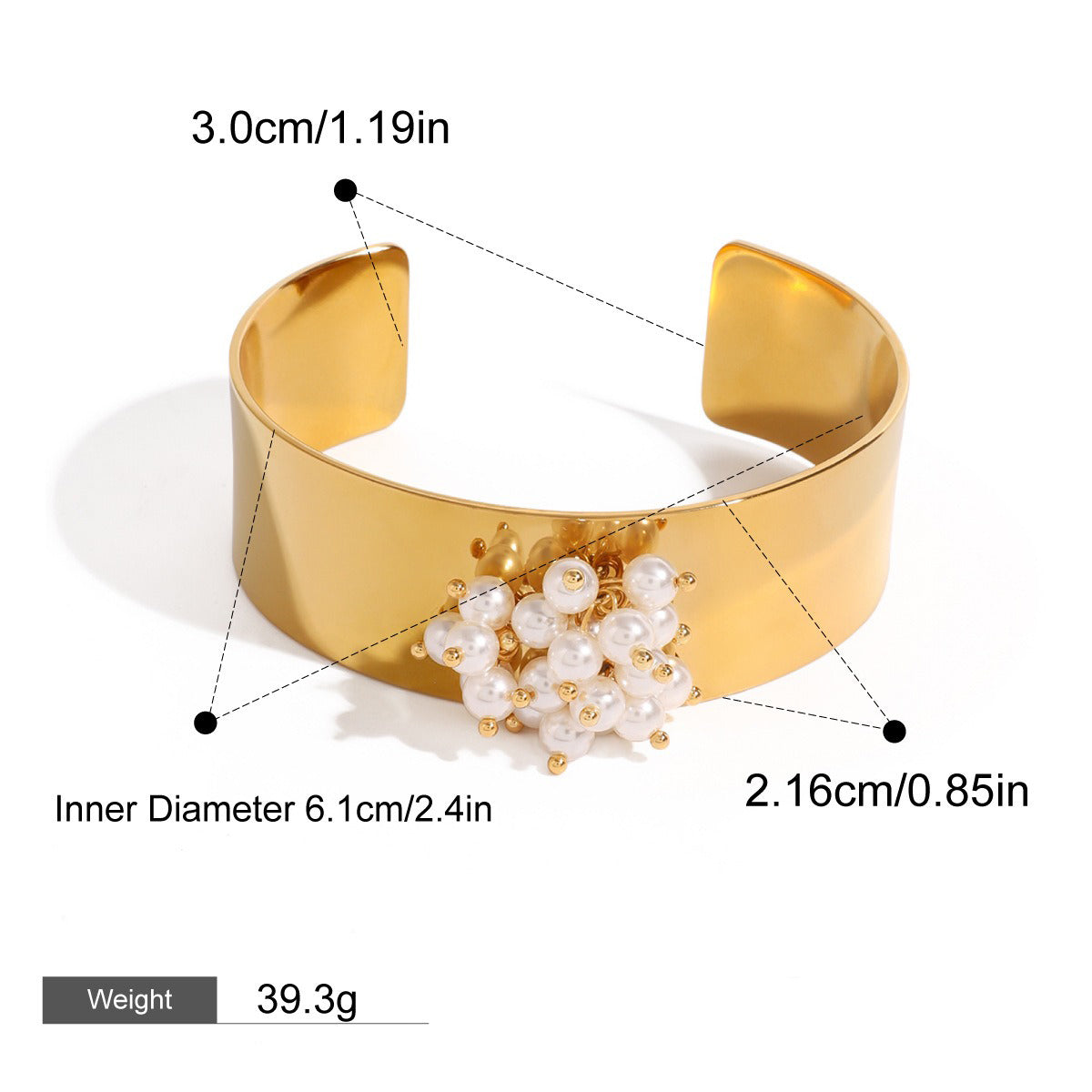 18K gold wide face with pearl design light luxury high-end bracelet-Luxore