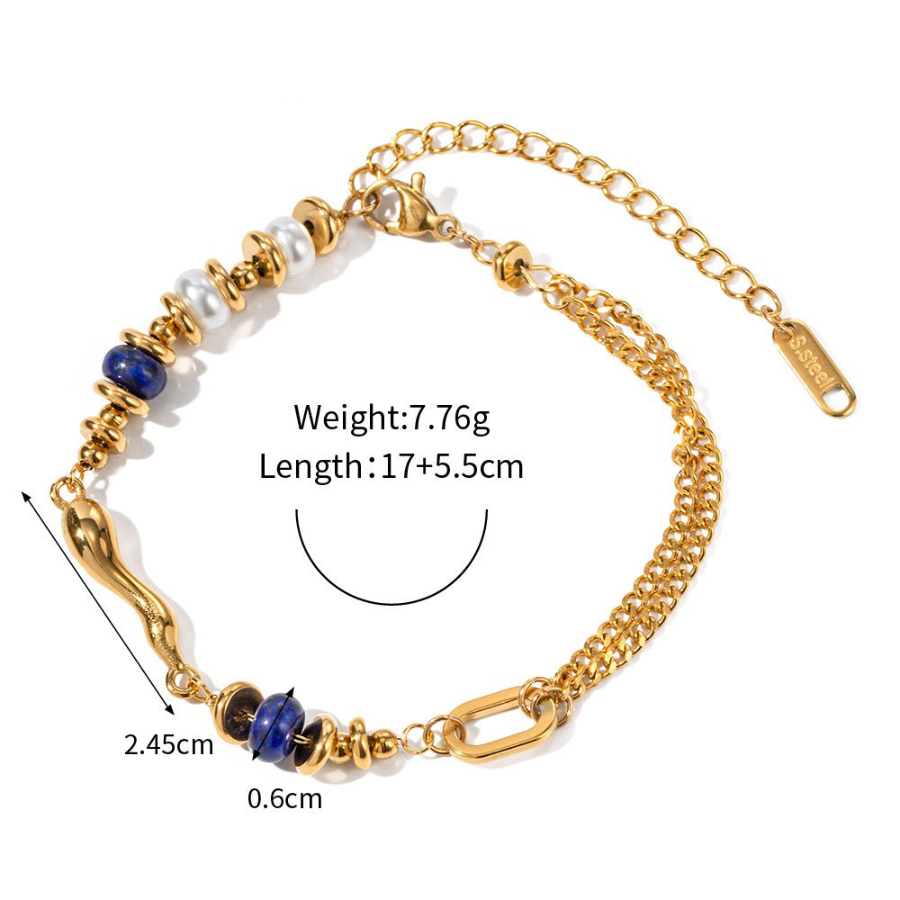 18K gold chain inlaid gemstone design light luxury noble bracelet-Luxore