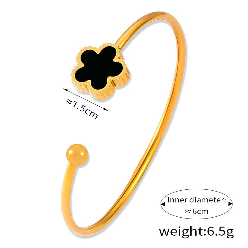 18K gold exquisite fashion five-leaf clover design simple style bracelet-Luxore