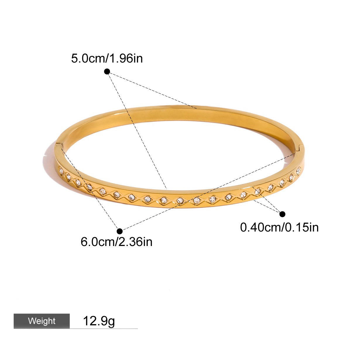 18K gold geometric texture with diamond-studded design unique high-end bracelet-Luxore