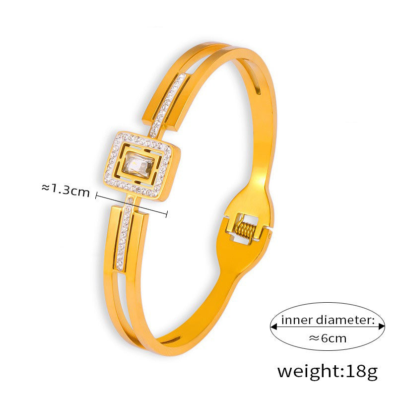 18K gold exquisite dazzling geometric diamond design light luxury style bracelet-Luxore