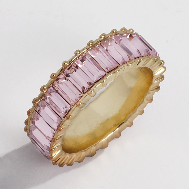 18K PVD Gold Round Gemstone High-End Ring-Luxore
