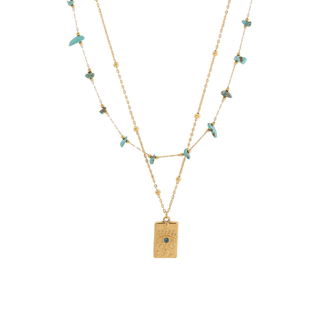 18K gold eye/flower shaped inlaid gemstone unique design high-end necklace-Luxore