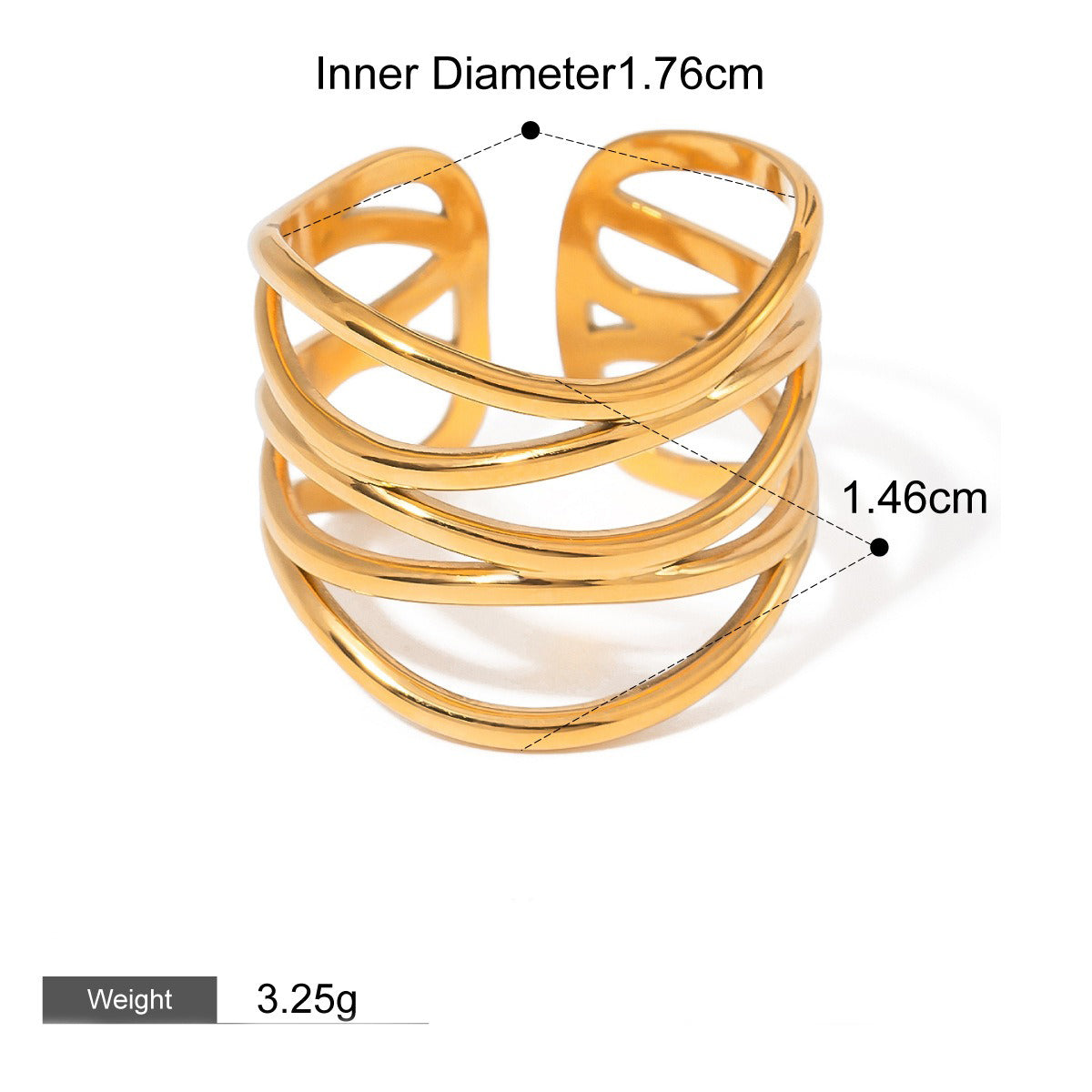 18K gold geometric inlaid pearl design light luxury high-end ring-Luxore