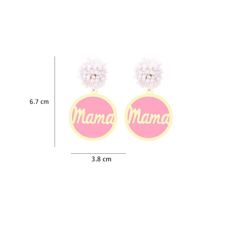 Gold Plated Pearl & Letter “MAMA” Pendant Earrings – Elegant & Sentimental Gift-Luxore
