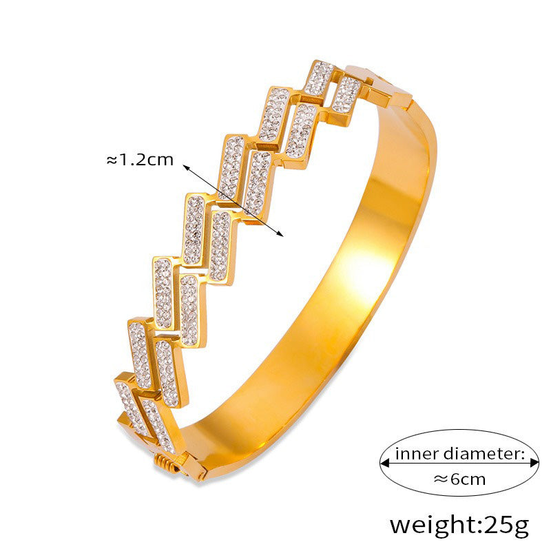 18K gold exquisite dazzling geometric diamond design light luxury style bracelet-Luxore