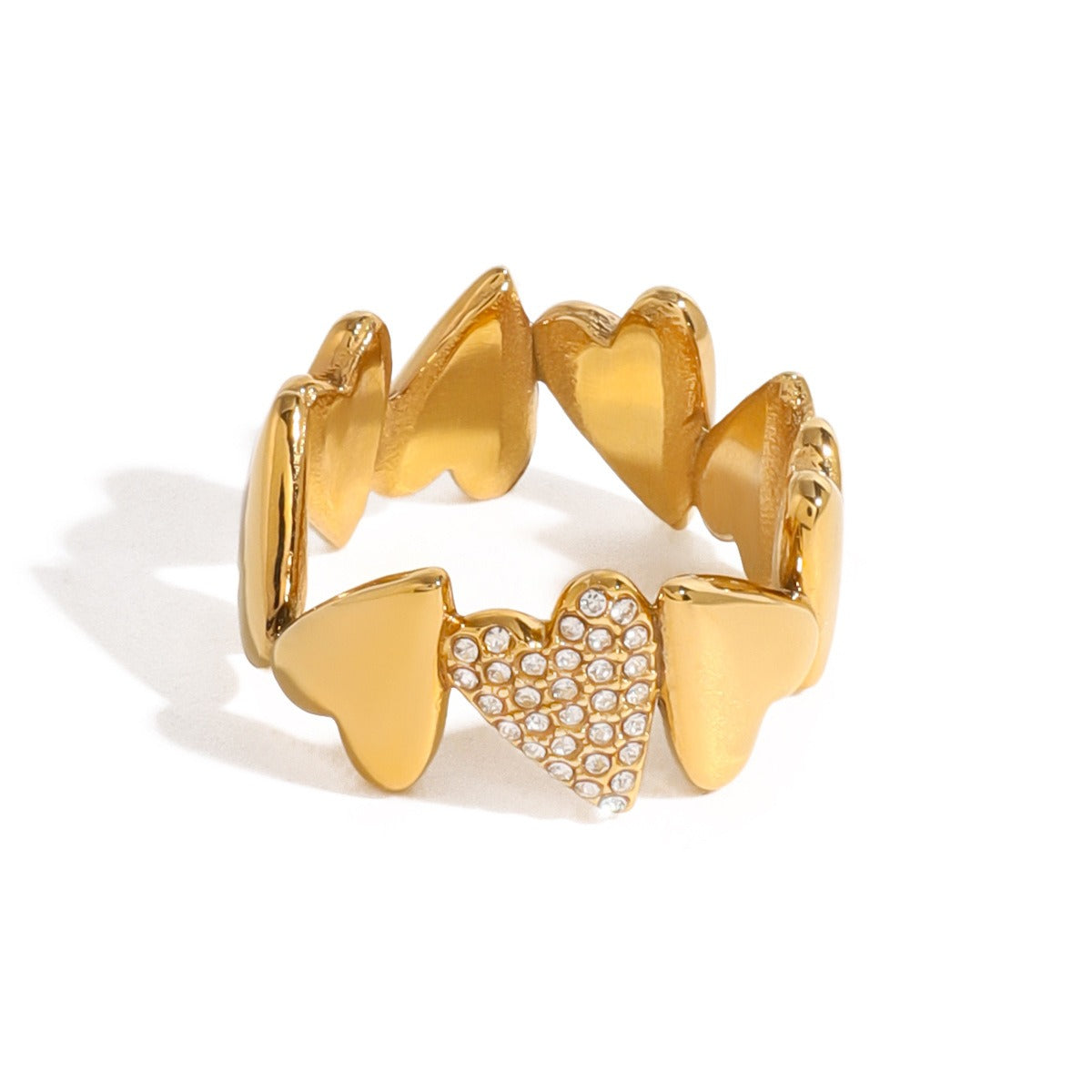 18K gold geometric heart-shaped diamond-studded unique design high-end ring-Luxore