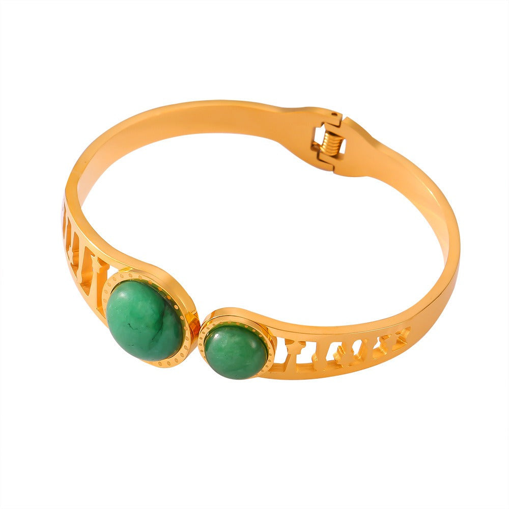 18K Gold Classic Fashion Gemstone Design Bracelet-Luxore