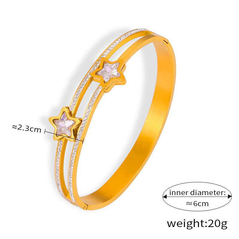 18K gold exquisite dazzling geometric diamond design light luxury style bracelet-Luxore
