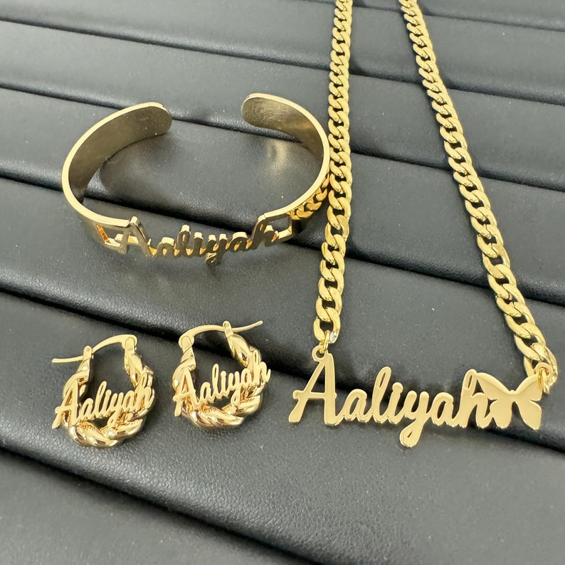 ALL - Customizable Name Design Luxury Necklace Bracelet Earrings Set