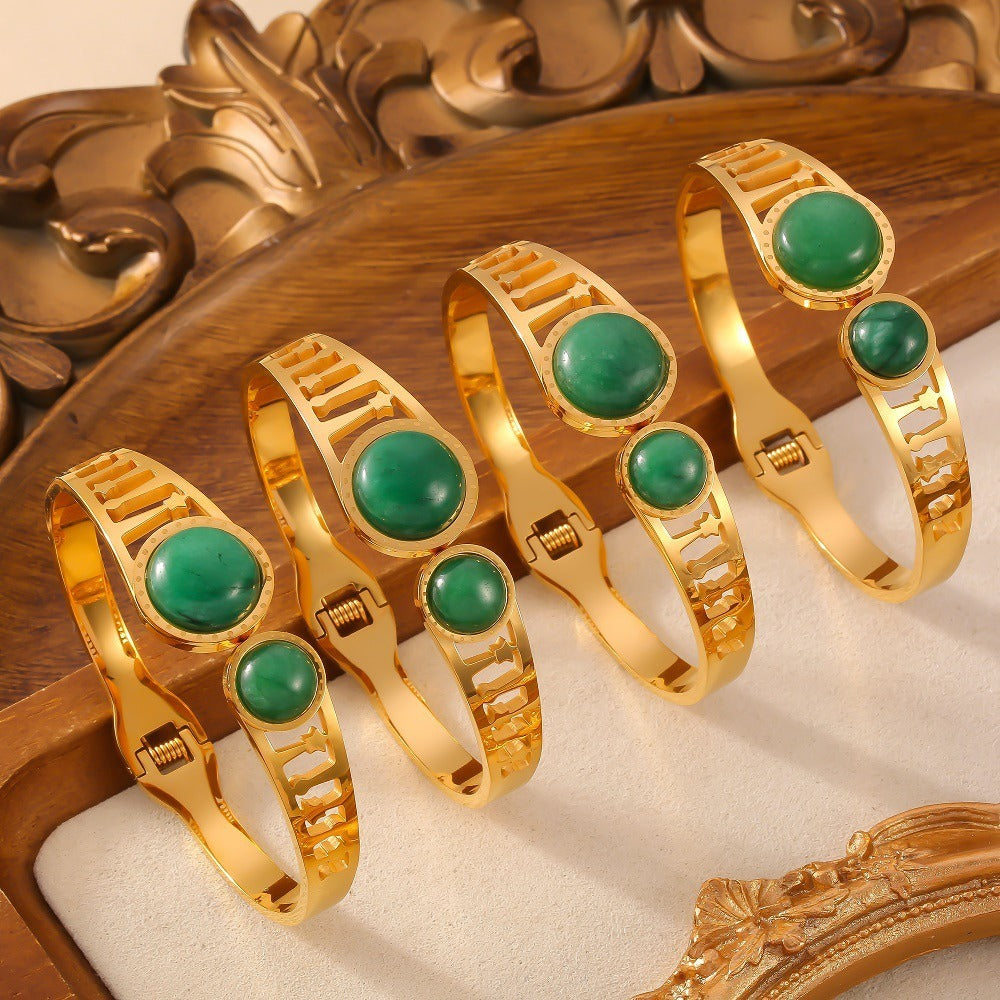 18K Gold Classic Fashion Gemstone Design Bracelet-Luxore