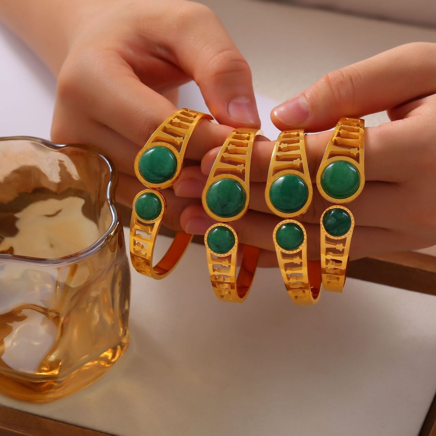 18K Gold Classic Fashion Gemstone Design Bracelet-Luxore