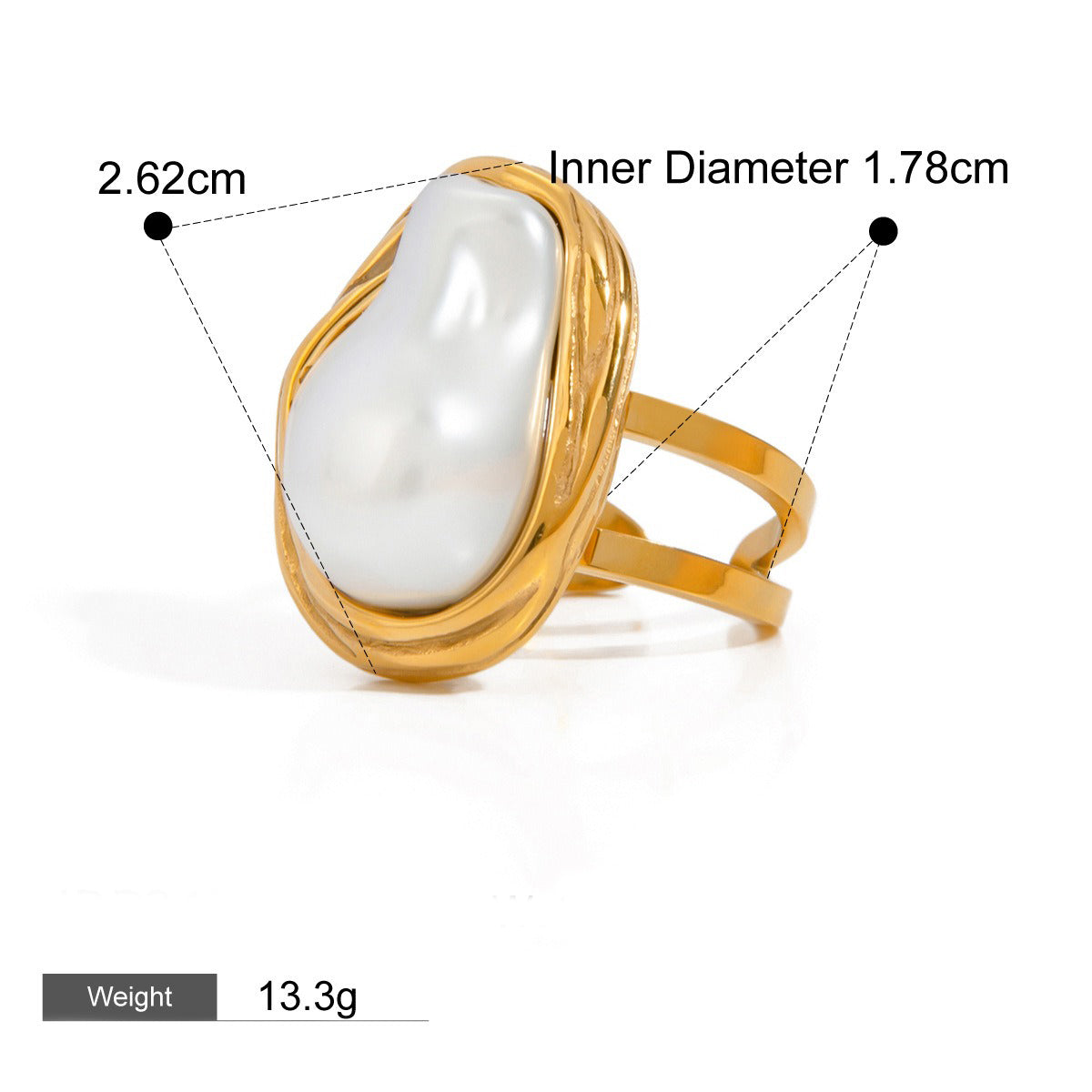 18K gold geometric inlaid pearl design light luxury high-end ring-Luxore