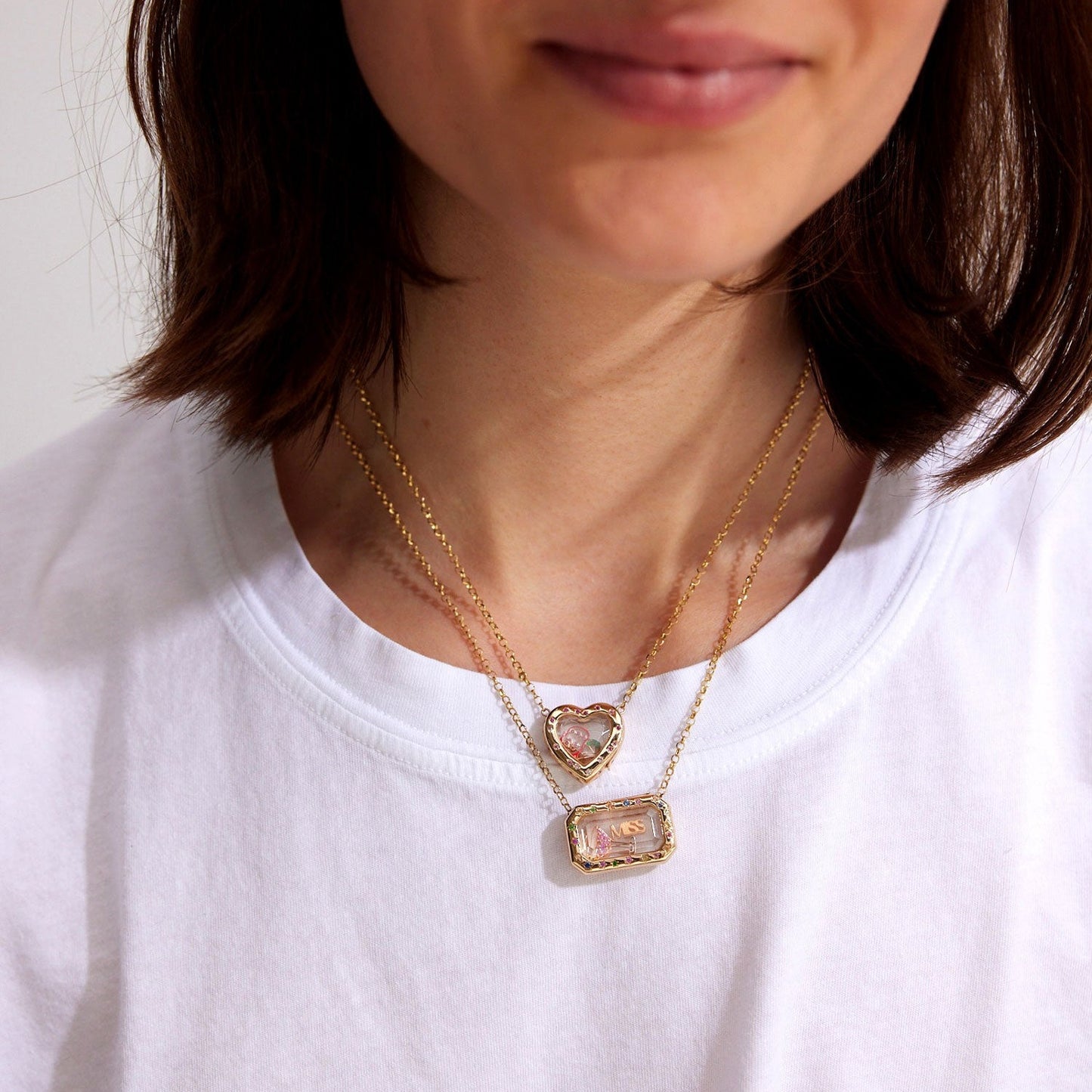 18K gold heart/rectangular openable necklace with exquisite and unique design-Luxore