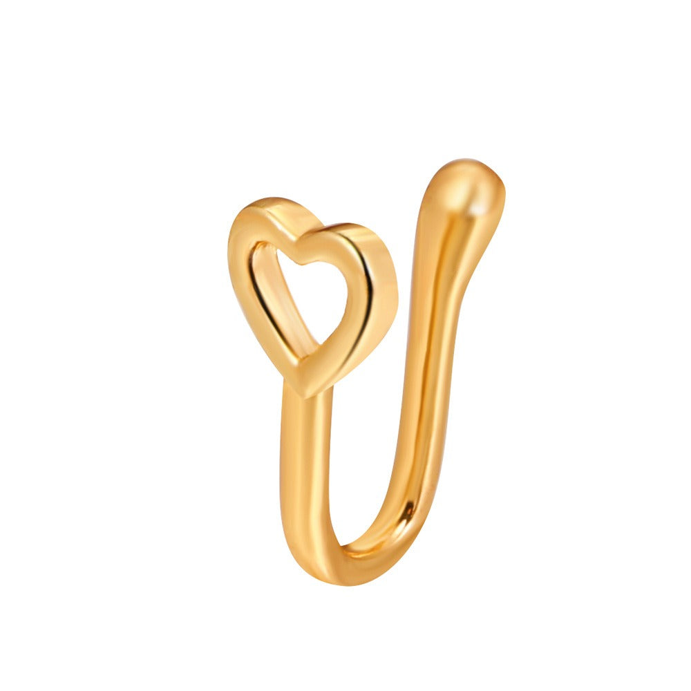 18K gold U-shaped with geometric inlaid zircon design high-end nose ornament-Luxore