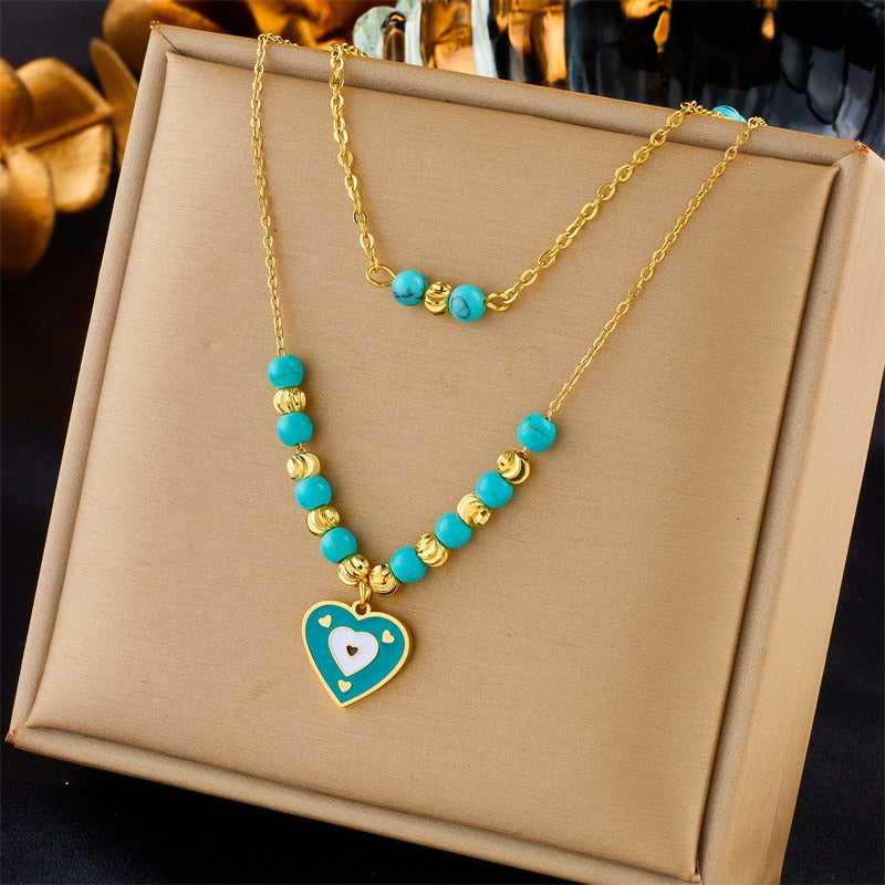 18K gold natural element inlaid gemstone design high-end light luxury style necklace-Luxore