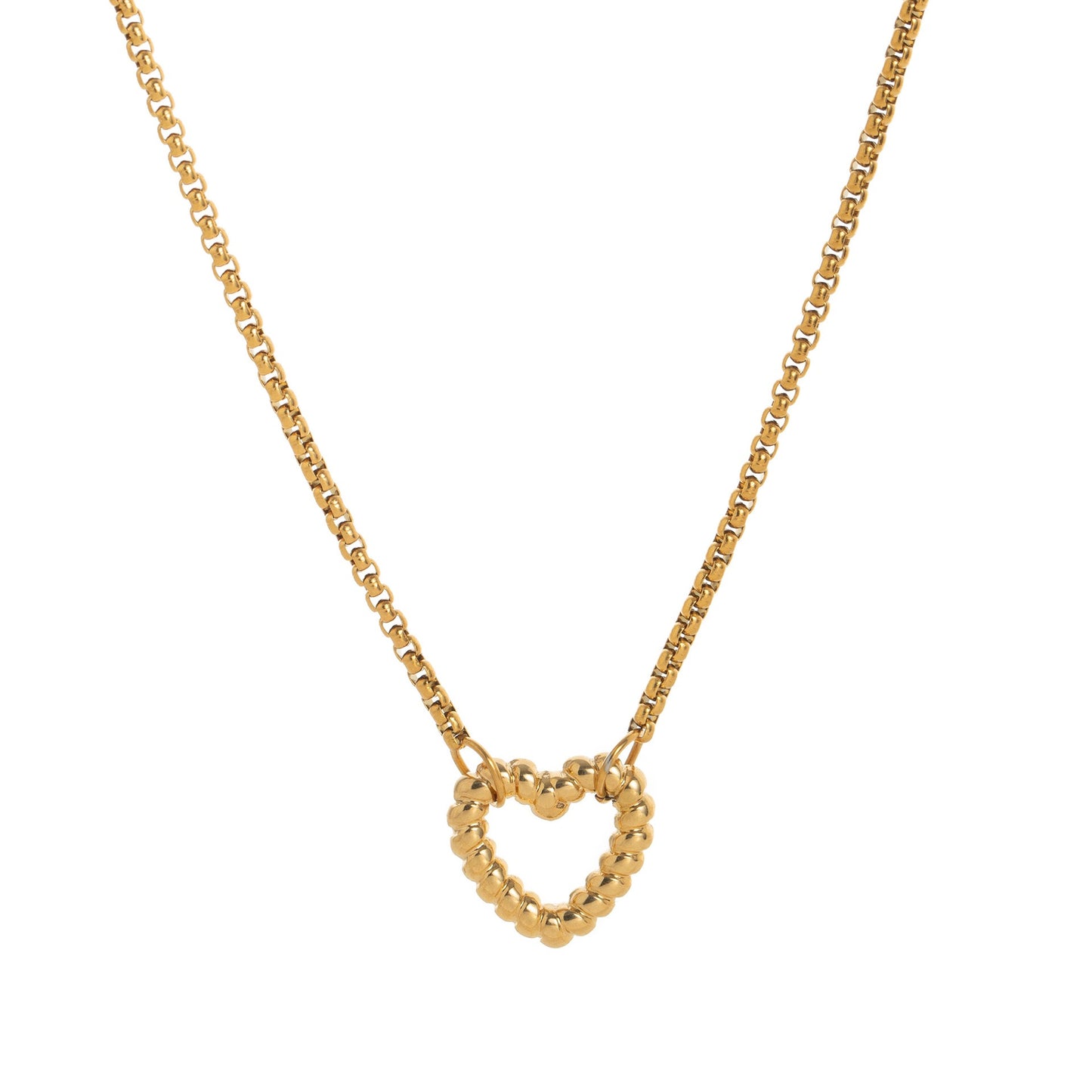 18K gold heart with hollow star-shaped inlaid gemstone design high-end unique necklace-Luxore