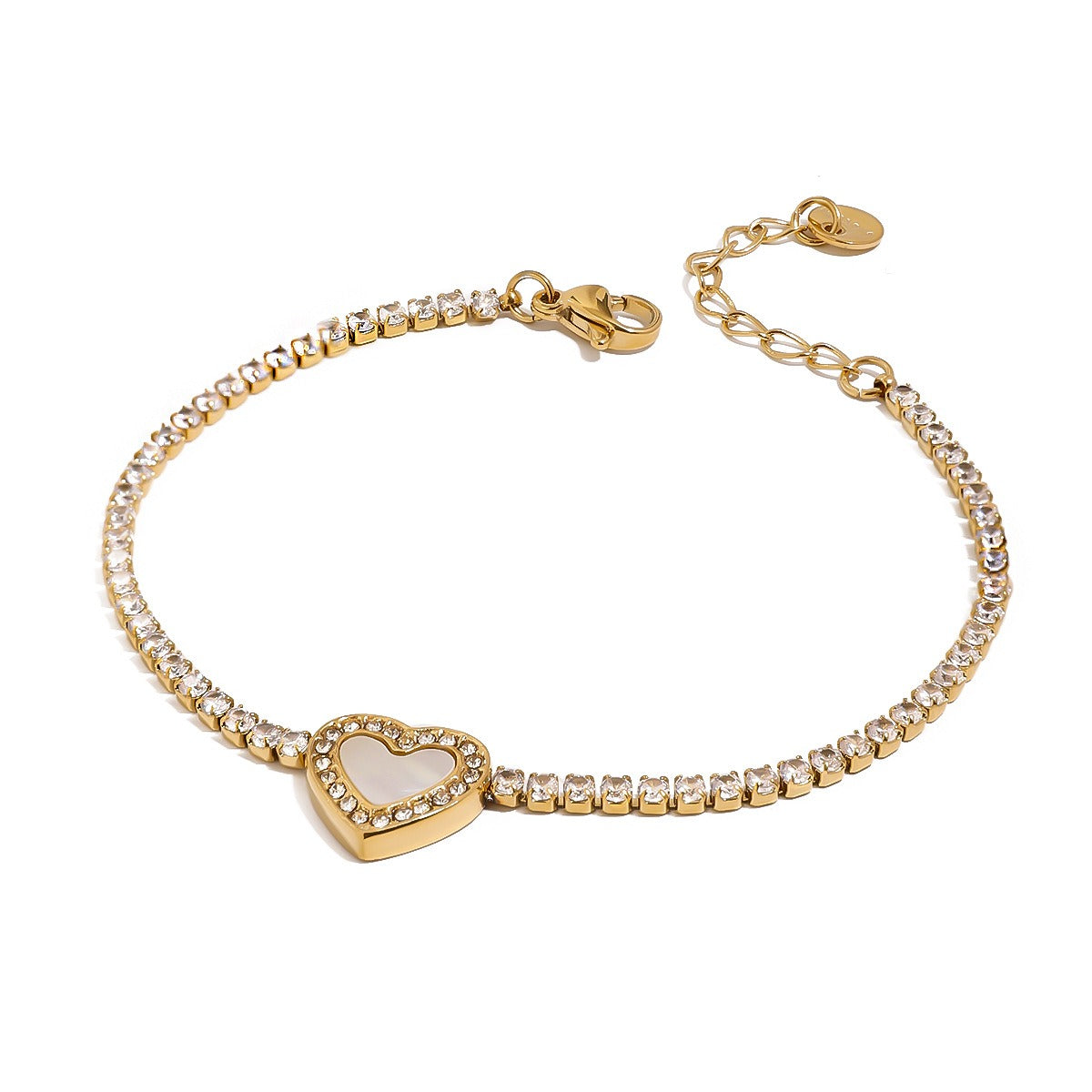 18K gold heart-shaped bracelet with diamond design, light luxury and noble-Luxore
