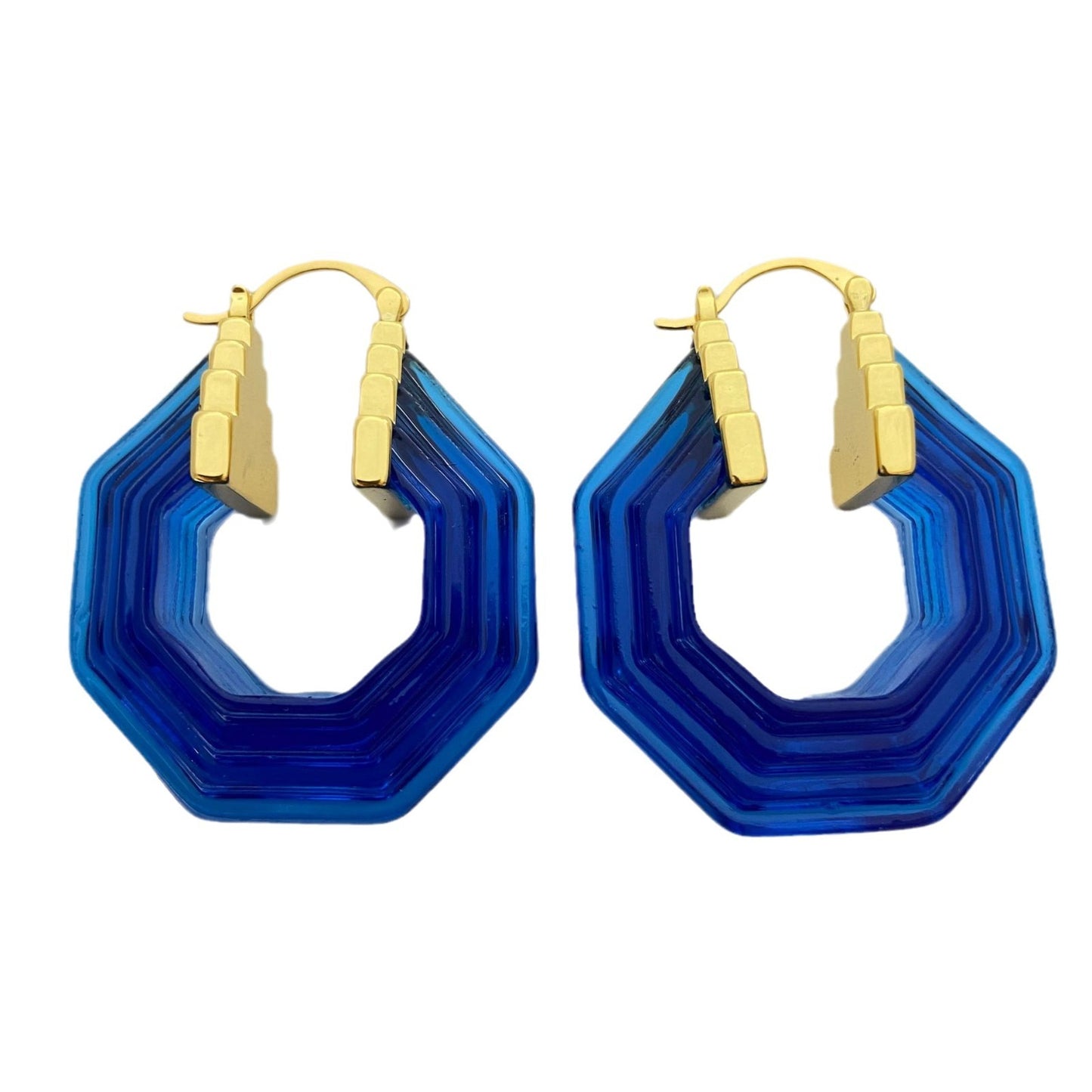 18K PVD Gold Hexagonal Design Light Luxury Earrings-Luxore