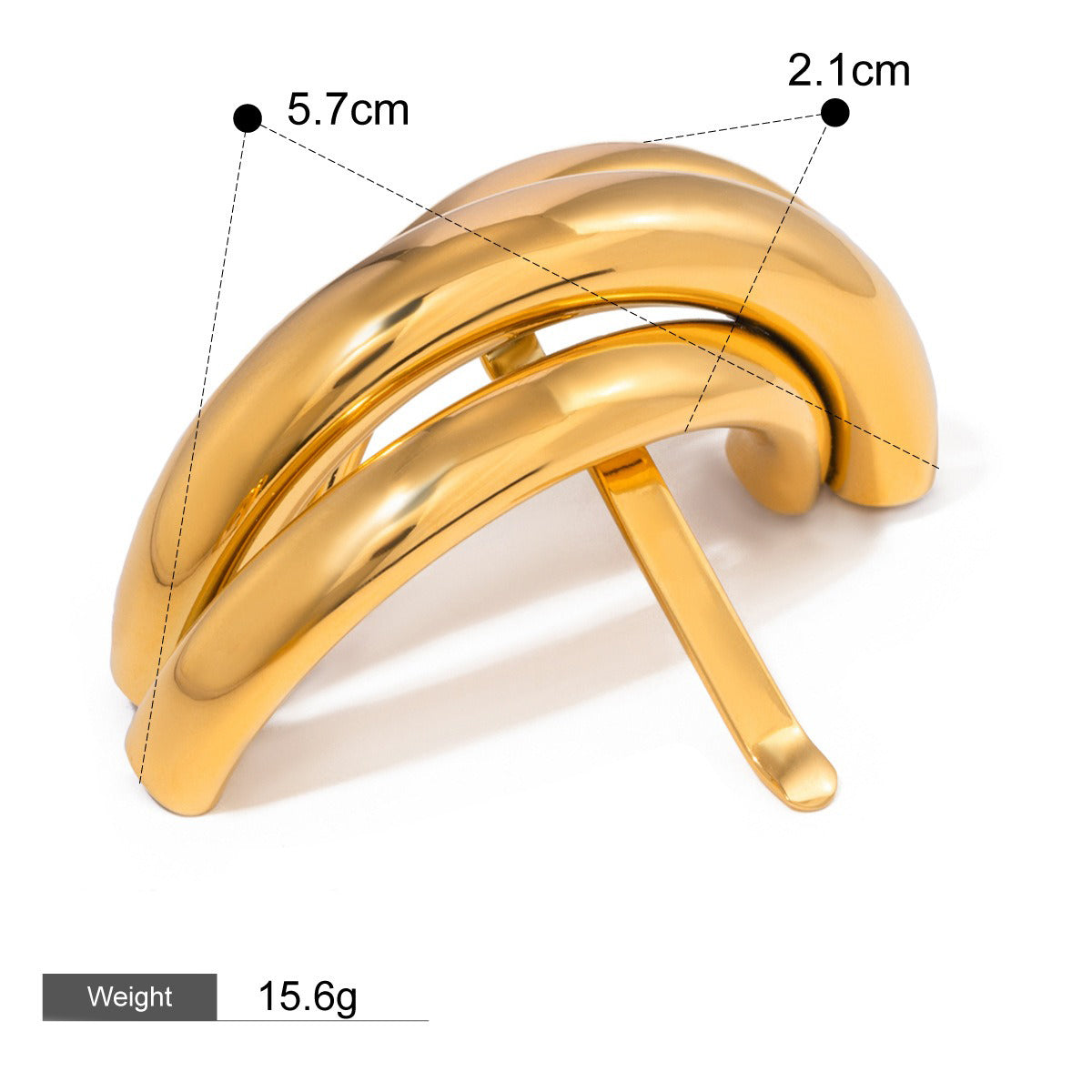 Gold Plated Layered C-Shaped Gold Hair Accessory – A Touch of Modern Elegance-Luxore