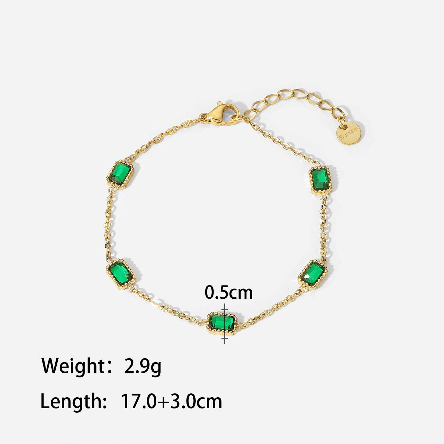 18K gold chain inlaid gemstone design light luxury noble bracelet-Luxore