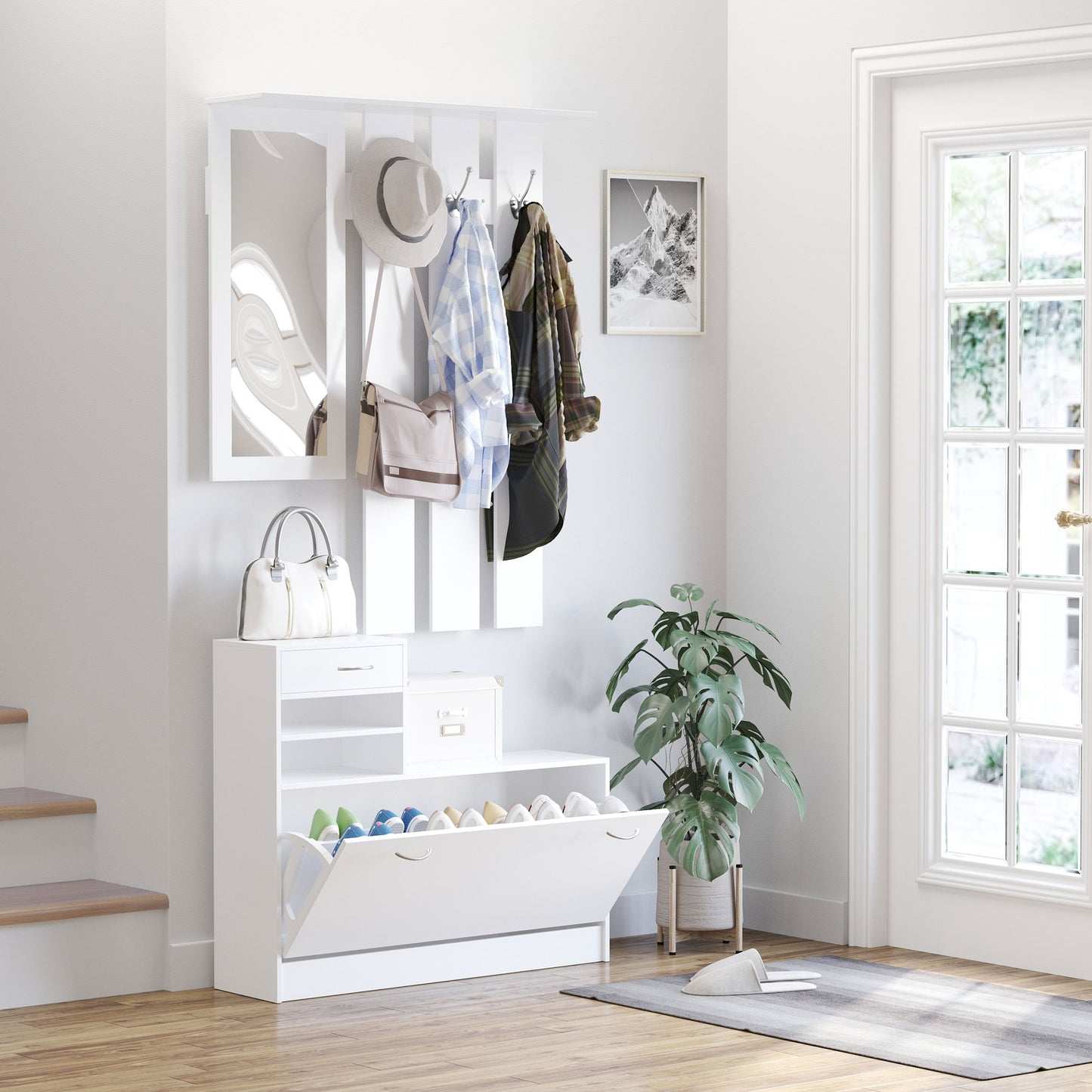 Entryway Furniture Set-White-1